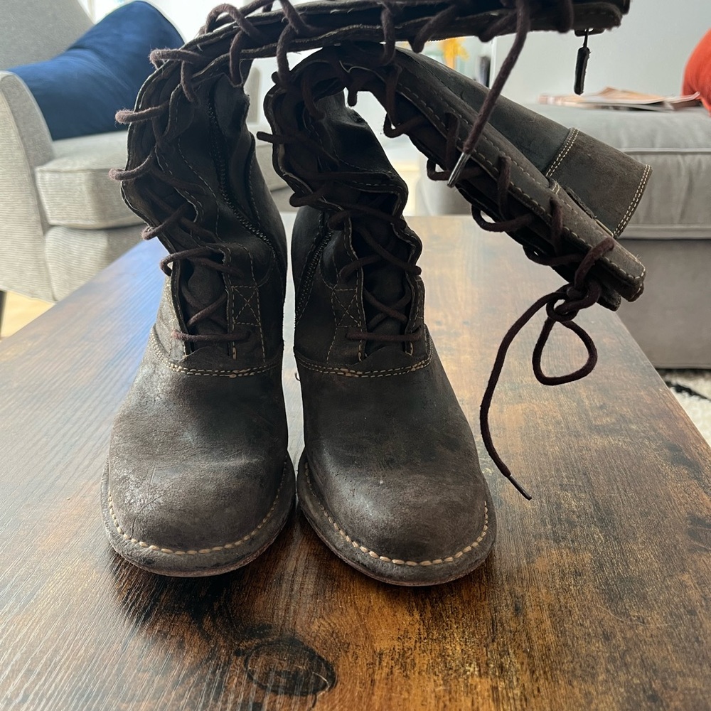 Frye Brown Lace-Up Boots